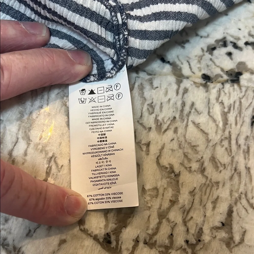 Michael Kors Grey and White Striped Long Sleeve Top Women's size Medium
